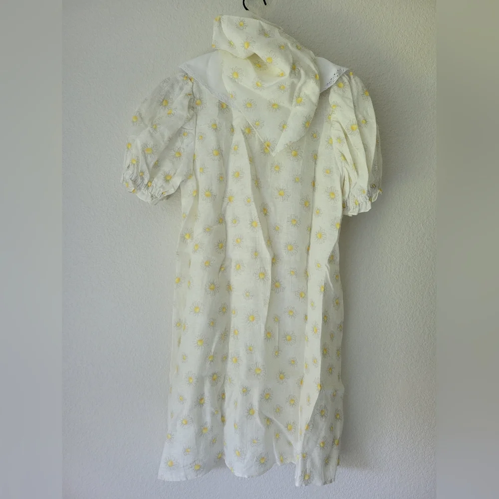 Sleeper Marie 100% linen daisy print mini dress, small - Picture 10 of 15